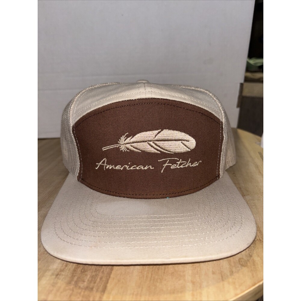American Fetcher Trucker Hat Feather Brown/Khaki Mesh Snapback Adult Unisex